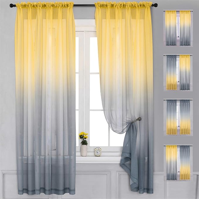 Yancorp 2 Panel Sets Bedroom Curtains 84 inch Length Sheer