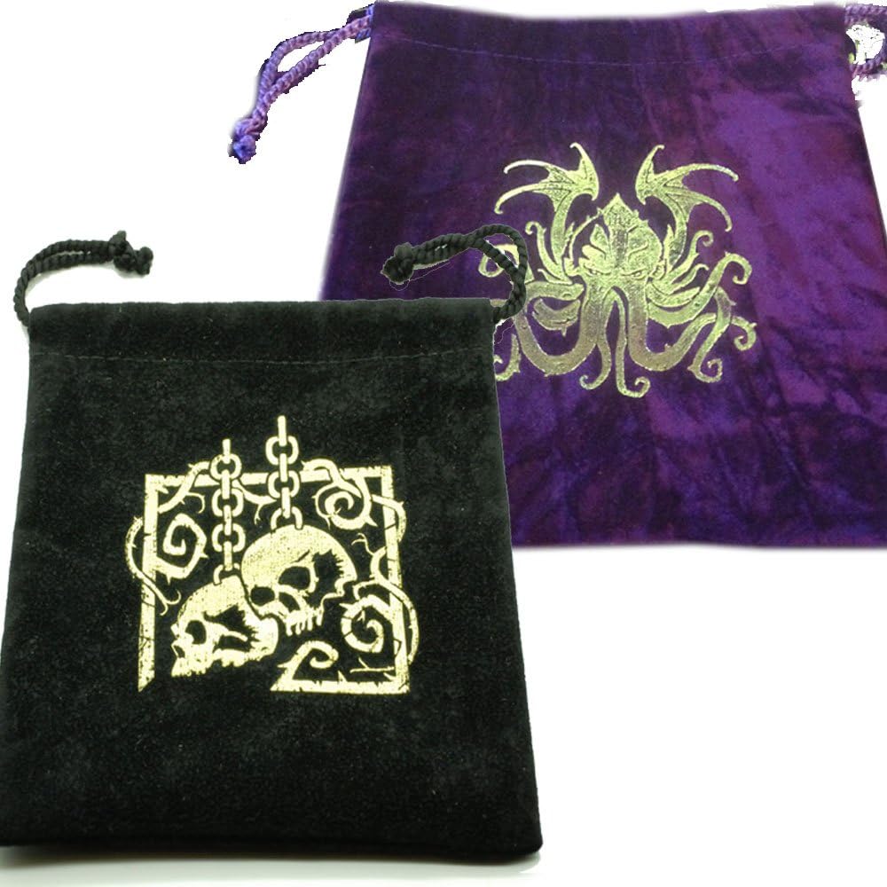 Dice Bag - Faux Suede drawstring dice pouch with logo