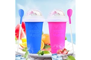 BUD K DIY Slushy Maker Cup 2 Pack, Double Layers Silica Cup,Smoothie Pinch Ice Cup, Frozen Magic Squeeze Cup, Cooling Maker Cup, Freeze Mug Tools, Portable Squeeze Icy Cup