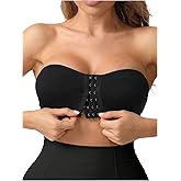 OYOANGLE Women's Strapless Push Up Bandeau Bras Front Closure Full Coverage Wireless Bralettes