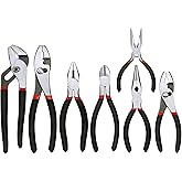 FASTPRO 7-piece Utility Pliers Set, Includes Slip Joint, Long Nose, Diagonal, Groove Joint, Linesman, and Mini Long Nose Pliers, Dipped Handle