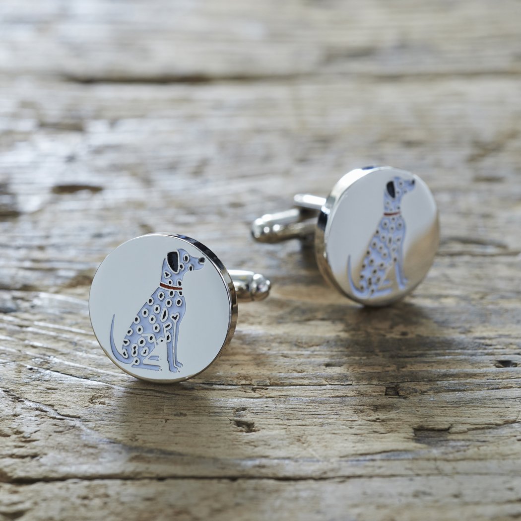 Sweet William Dalmatian Cufflinks | Silver plated Men Cufflinks for Dalmatian or any dog lover | 18 mm x 3 mm