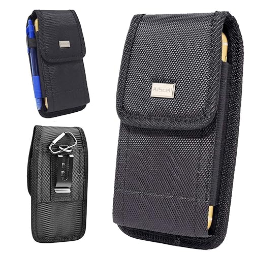AISCELL Rugged Black Canvas Nylon Pouch Carrying Case Metal Belt