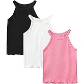 ROMPERINBOX Toddler Tank Tops Girls 3 Pack Ribbed Knit Multipacks Halter Top Camisoles Undershirt