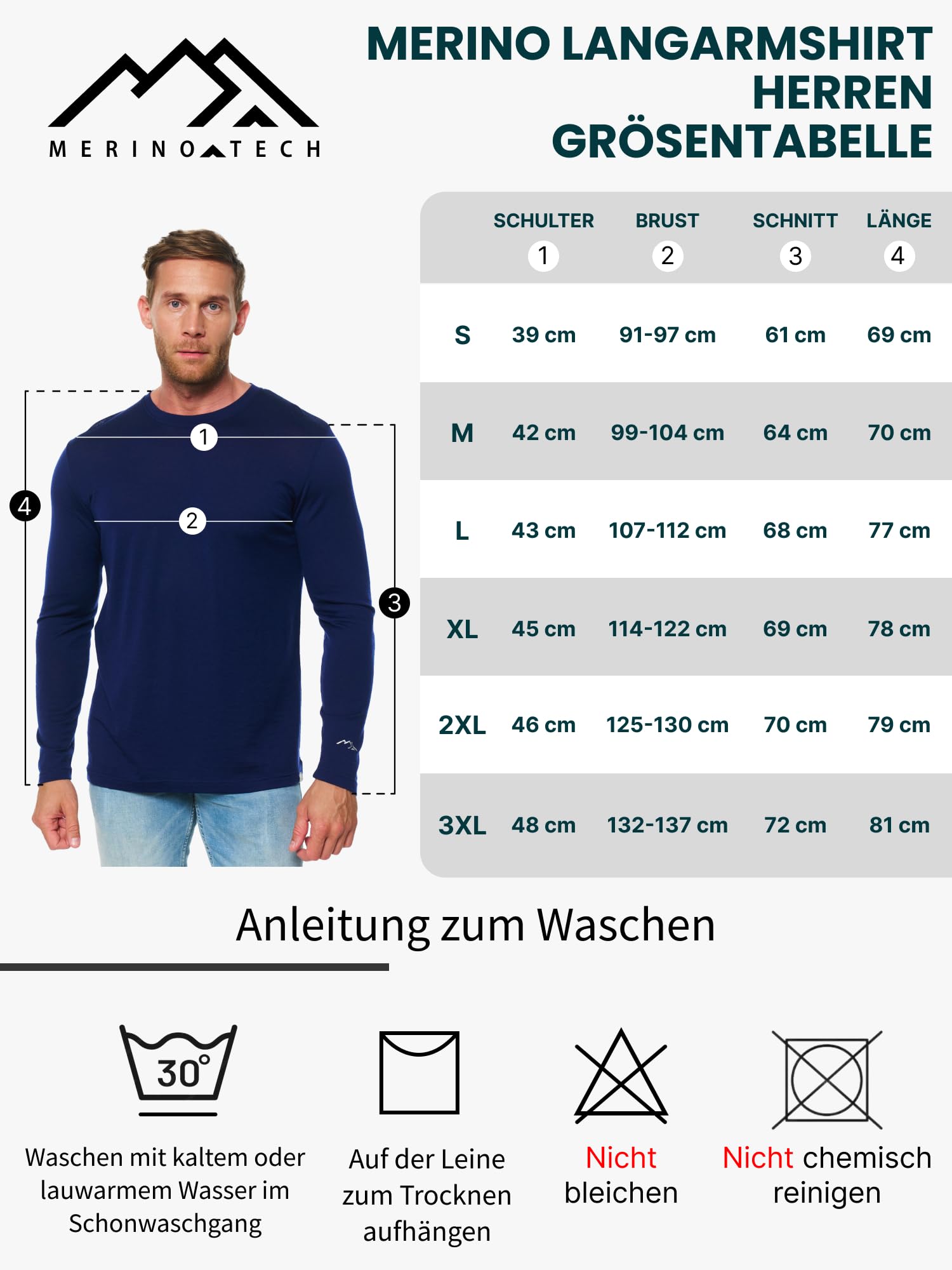 100% Merino Langarmshirt Herren - Merino Unterwäsche Herren Atmungsaktiv Und Feuchtigkeitsableitend + Wollsocken (Large, Black 250) 7