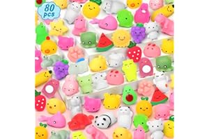 OLEOLETOY 80 Pcs Squishies, Mini Mochi Squishy Toys for Kids Party Favors, Animal Squishies Squishy Fidget Toys, Goodie Bag Stuffers, Classroom Prizes, Birthday Party Favors, and Travel Toy Gift