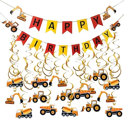Amazon Com Cieovo Construction Vehicle Hanging Swirl Decorations