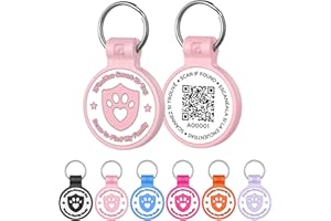 ilFindYou Silicone Dog Tags Personalized for Pets with QR Code, Emergency Contact Info, Anti-Lost, Scan Location Alerts(Pink-L)