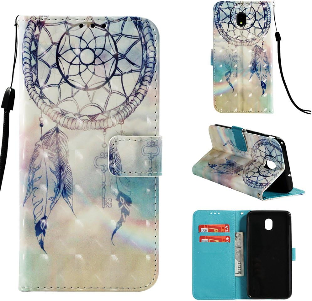 Voanice for Galaxy J3 2018 Case / J3 Achieve /J3 Orbit / J3 Express Prime 3 / Amp Prime 3/ Sol 3/ J3 Star PU Leather Wallet with Card Slots Holder and Stand Flip Protective Cover &Stylus-Aeolian bells