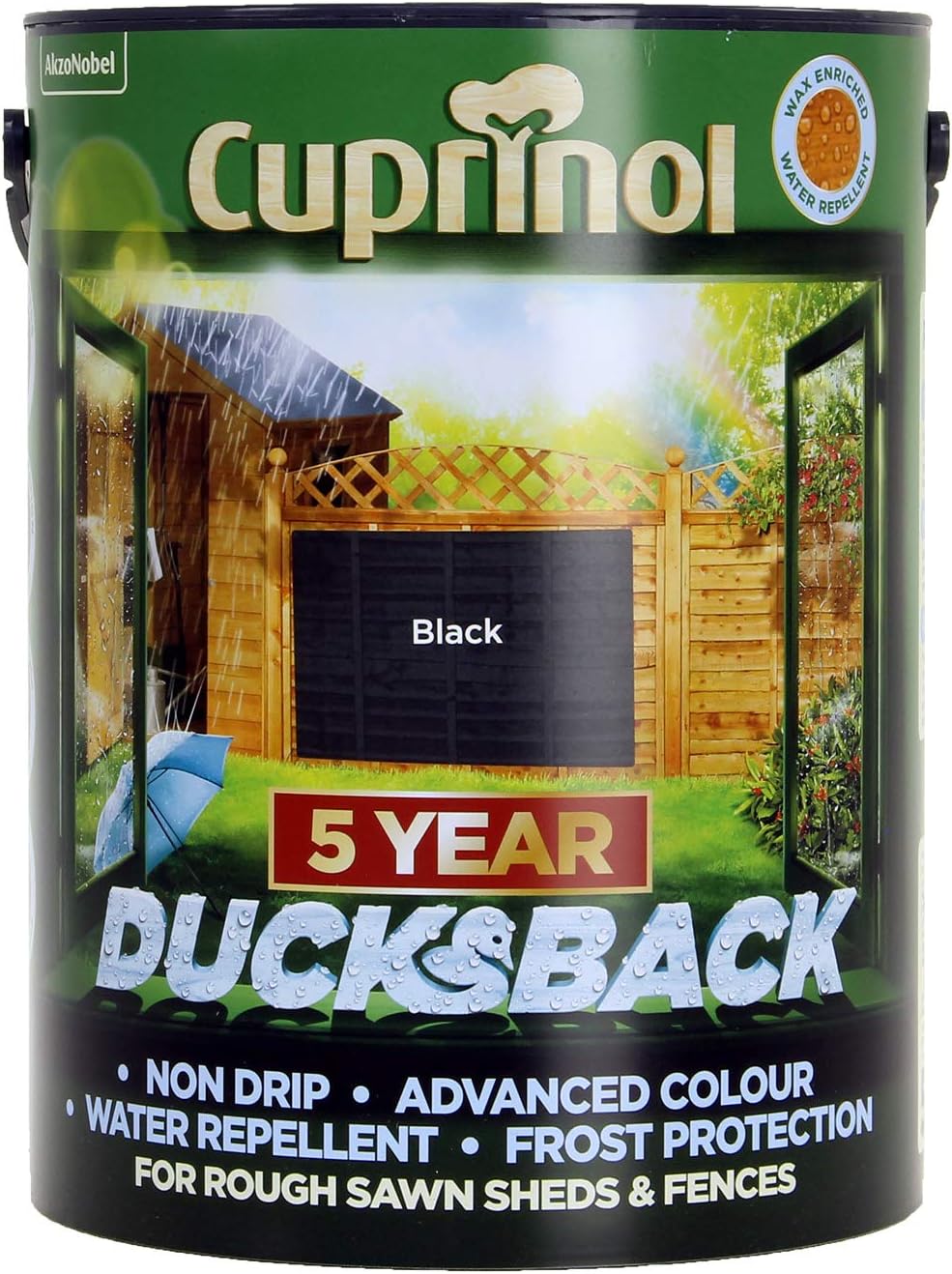 Cuprinol Ducksback 5 Year Shed and Fence Paint Black 5L