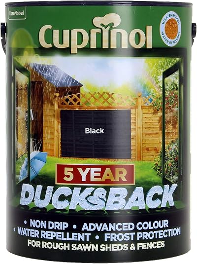 Cuprinol Ducksback 5 Year Shed and Fence Paint Black 5L