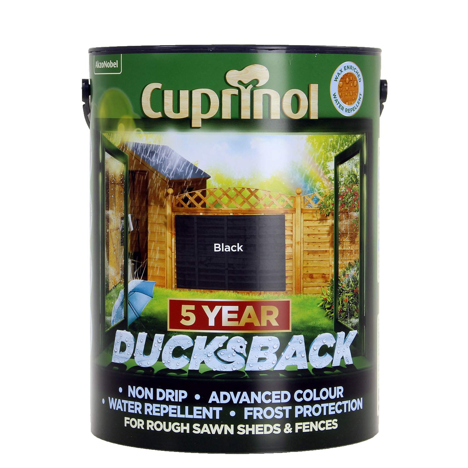 Cuprinol Ducksback 5 Year Shed and Fence Paint - Black 5L