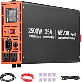 VEVOR 2500W Sump Pump Battery Backup System, LCD Display, Auto Switches to Battery Inverter Power for Sump Pump, Pure Sine Wave, for Basement Protection Emergency and Power Outage, Battery Not Include