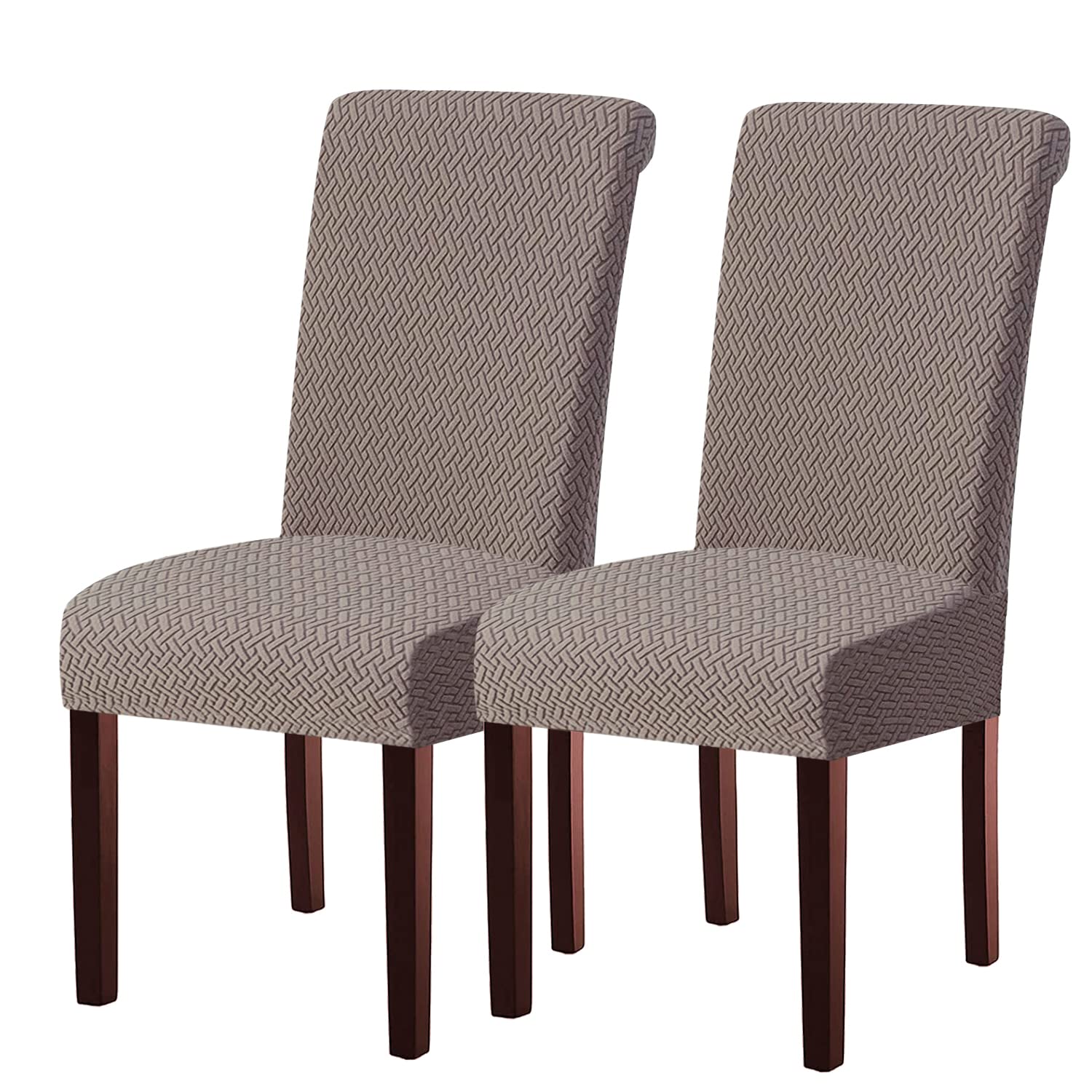 KELUINA Dining Room Chair Covers Slipcovers Set of 2 or 4 or 6, Stretch Removable Washable Dining Chair Protector Decoration Cover Seat Slipcover for Hotel,Kitchen,Home(Taque,2 Pcs)