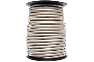 West Coast Paracord Round Leather Cord (Pearl, 5mm - 10 Yards)