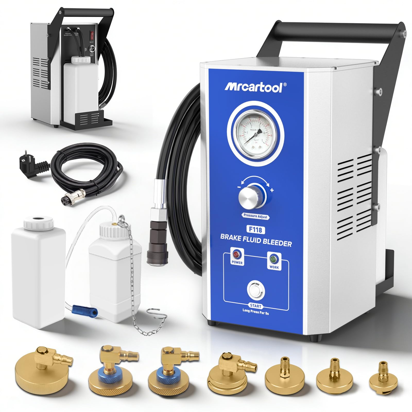 Photo 1 of MOTOCOCHE Brake Bleeder Kit One Person, Automatic Brake Fluid Bleeder Machine Dual Mode Pressure with 7pcs Master Cylinder Adapters, Recycling Bottle F118 Brake Bleeding Kit Air-Free Filling