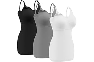 Angelhood Maternity Nursing Tank Tops for Breastfeeding,Womens Nursing Maternity Cami Built in Bra Sleep Bra