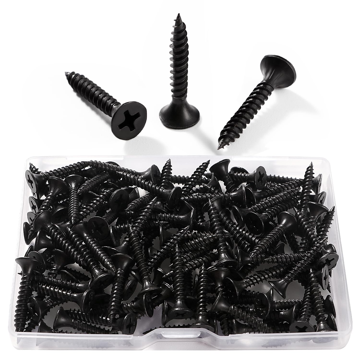 VooGenzek 110 PCS M3.5 * 25 mm Coarse Thread Point Drywall Screws, Phillips Countersunk Drywall Screws, Plasterboard Wood Screw, for Plasterboard and Wood, Black โ image 1