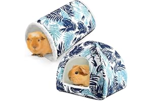 HENDSHE Guinea Pig House and Tunnel Set Soft Guinea Pig Hideout Washable Guinea Pig Bed with Non-Slip Bottom Dwarf Rabbit Bunny Ferret Hut and Toy for Cage Accessories