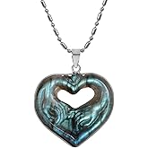 SUNYIK Natural Labradorite Pendant Necklace for Men Women, Irregular Carved Stone Necklace Reiki Healing Amulet Protection Jewelry for Unisex with Chain