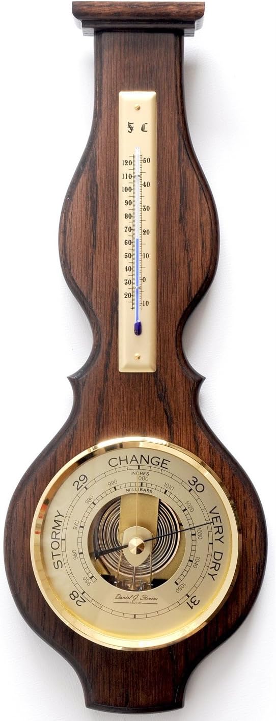 Barometer and Thermometer in Hand Crafted Solid Oak Surround
