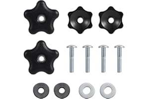 4 Sets Lawn Mower Handle Bolts, Durable Snowblower Handle Knobs with Washers Nuts Screws and Bolts Parts Ergonomic Hex Design