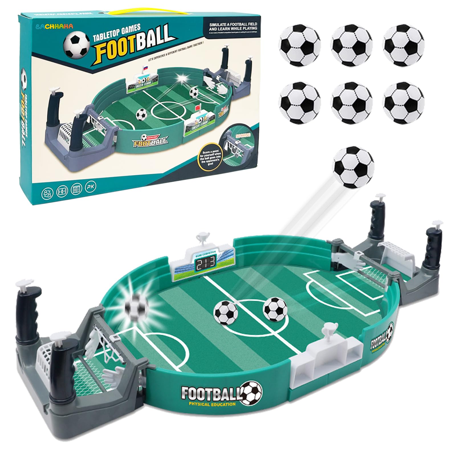 EACHHAHA Tabletop Football Game, Mini Table Soccer, Parent-child Interactive, Table Football Board Game Toys Gifts for Kids & Adults (6 Footballs) — image 1