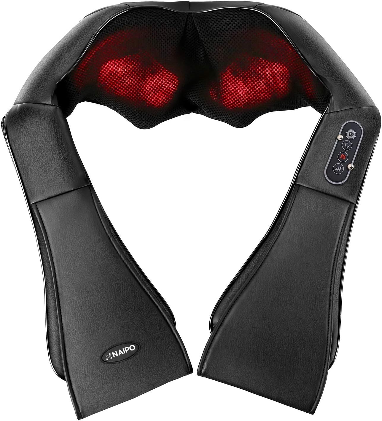 Naipo - Masajeador eléctrico de hombros y cuello con función de calor, masaje de rotación 3D, velocidad ajustable para casa, oficina o coche