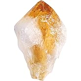 TUMBEELLUWA Natural Citrine Points Raw Crystals and Healing Stones Rough Rocks for Tumbling, Decoration, Polishing, Wire Wrapping, Wicca & Reiki, 101-200 g