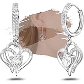Sterling Silver Heart Earrings - Sparkling Cubic Zirconia Hypoallergenic Love Heart Dangle Hoop Earrings Elegant Gifts for Her Mom Wife
