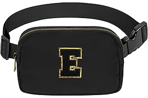 VOROLO Birthday Gifts Christmas Personalized Gift for 4 5 6 7 8 9 10 11 12 13 14 Year old Girls Teen Sister Kid Initial Letter Fanny Pack Trendy Stuff Crossbody Bag Black Letter E