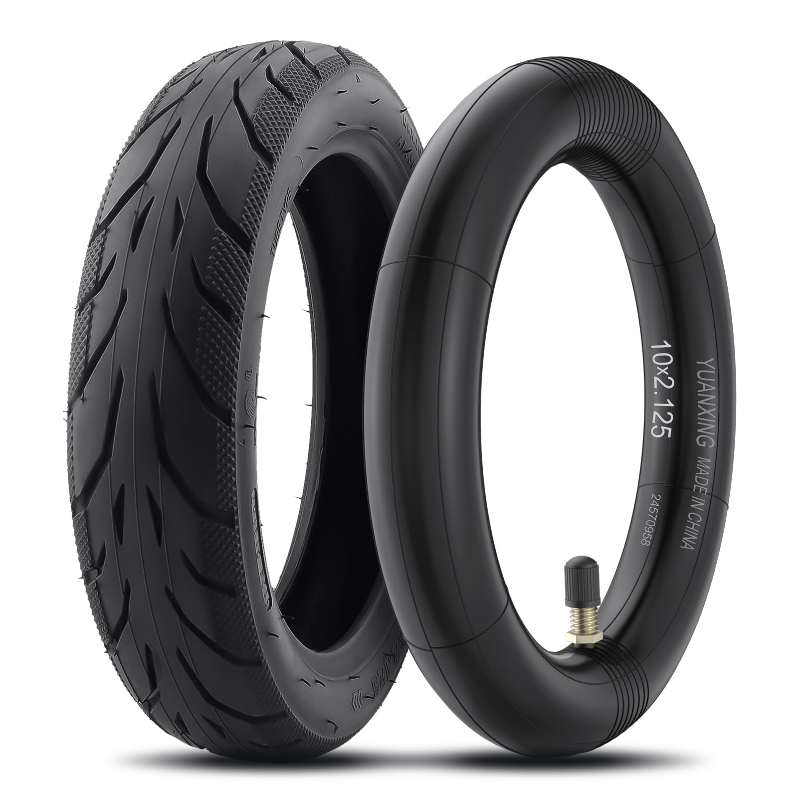 Photo 1 of Amitor Scooter Tire Replacement, 10x2.125 Tire and Inner Tube Compatible with Ninebot by Segway Kickscooter F25/F30/F40/F65/D18W/D28U/D38U, Straight Valve Tube, Thickened Non-Slip Shockproof, 1 Set