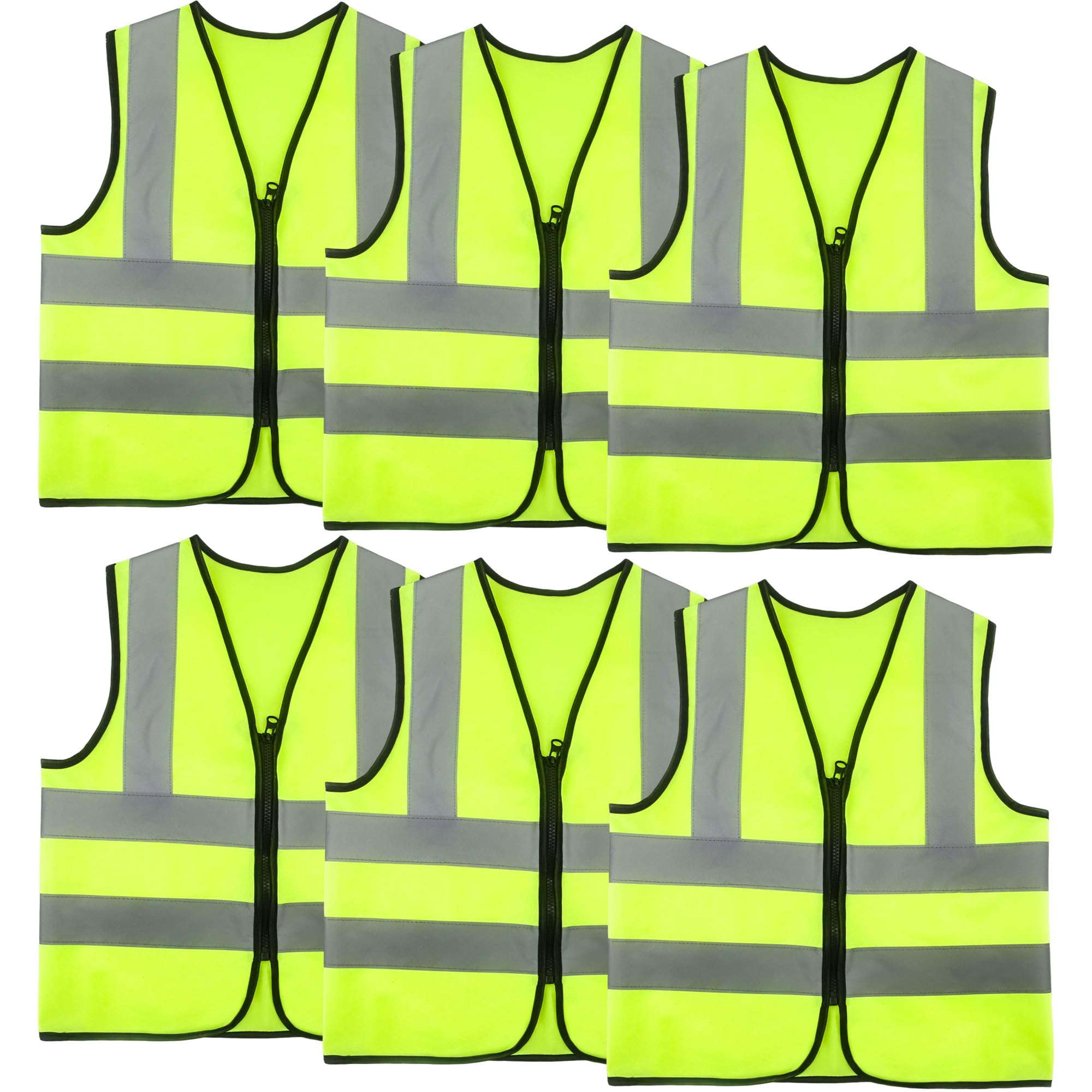 6 Pack Kids Hi Vis Vests Child Hi Vis Reflective Vest Bulk Children High Visibility Safety Vest with Reflective Strips for Girls Boys Outdoor Traffic Activities (L, 10-12 years(130-140 cm))