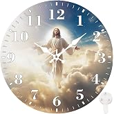 Identiy Jesus Christ Ascending Round Wall Clock Non-Ticking Battery Operated,12 Inch Silent Large Number Display Round Analog Wall Clock Decorative for Living Room,Bedroom,Office and Kitchen