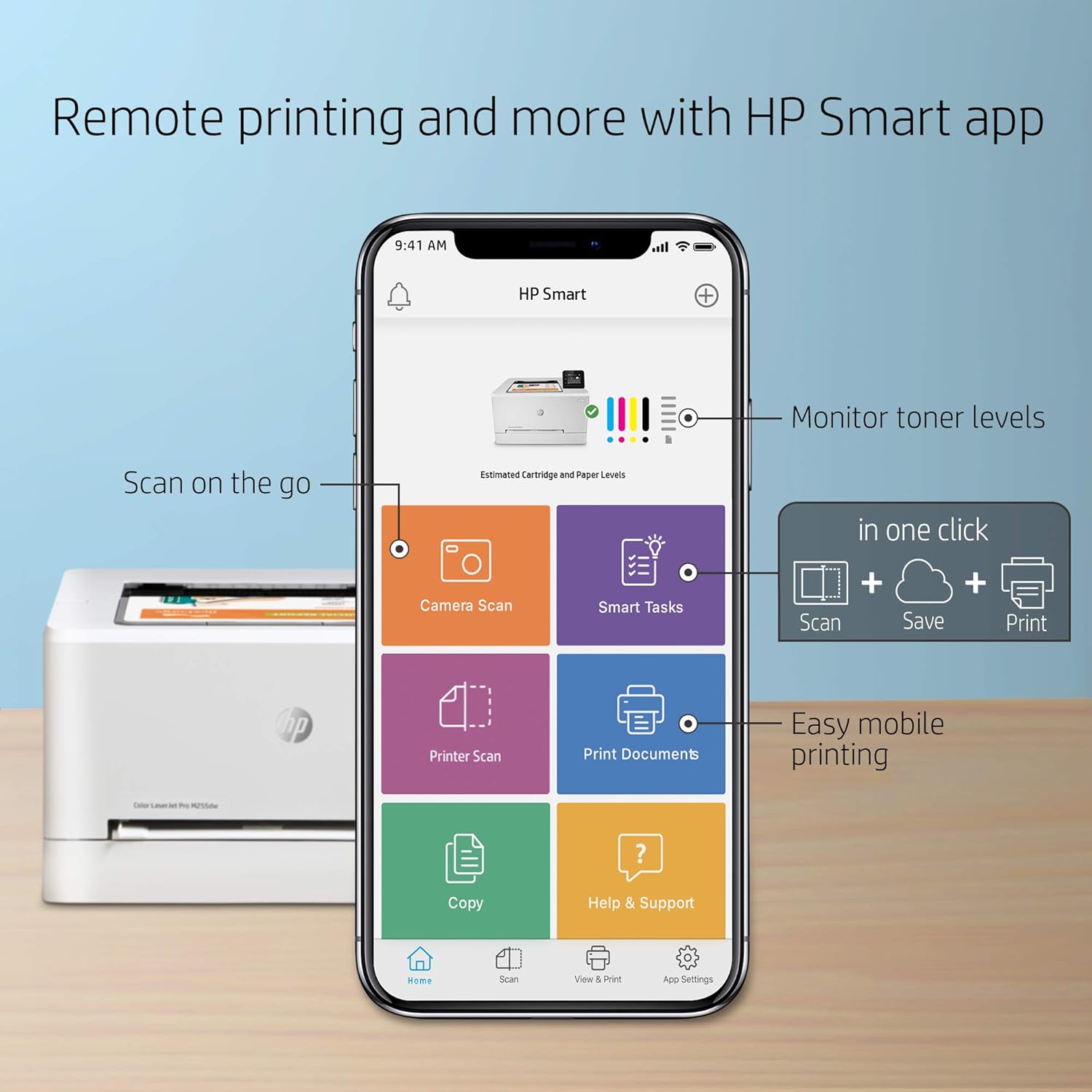 HP Color LaserJet Pro M255dw Wireless Laser Printer, Remote Mobile Print, Duplex Printing, Works with Alexa (7KW64A): Electronics