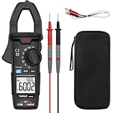 Clamp Meter 6000 Counts TRMS, 600A AC/DC Amp Meter, Multimeter Tester | Voltmeter, Continuity Tester Capacitor, AC/DC Current Clamp, Voltage, Resistance, Capacitance, NCV, Temperature