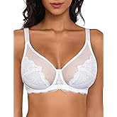 Avidlove Bras for Women Lace Minimizer Bra Full Coverage Mesh Underwire Bra with Centering Cups Sexy Unlined Brasieres