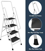 Home Vida 4 Step Ladder with Safety Handrail Anti Slip Folding Steel view 7