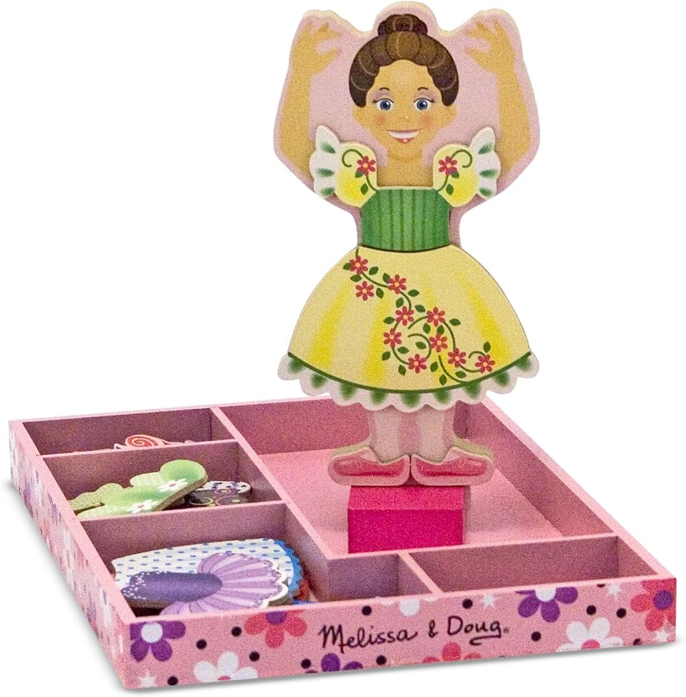 Melissa & Doug Nina Ballerina Magnetic Wooden Dress-Up Doll Pretend Play Toy 3+