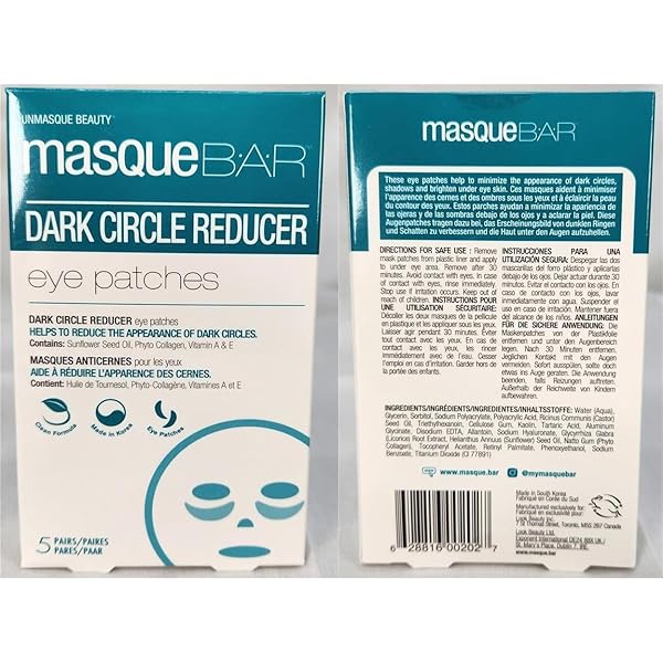 MASQUE BAR EYE MASK PATCHES DARK CIRCLE REDUCER (5 PAIRS) — KOREAN UNDER EYE SKIN CARE TREATMENT — DIMINISHES THE APPEARANCE OF UNDER EYE DARK CIRCLES & PREVENTS PREMATURE SIGNS OF AGING — MOISTURIZES