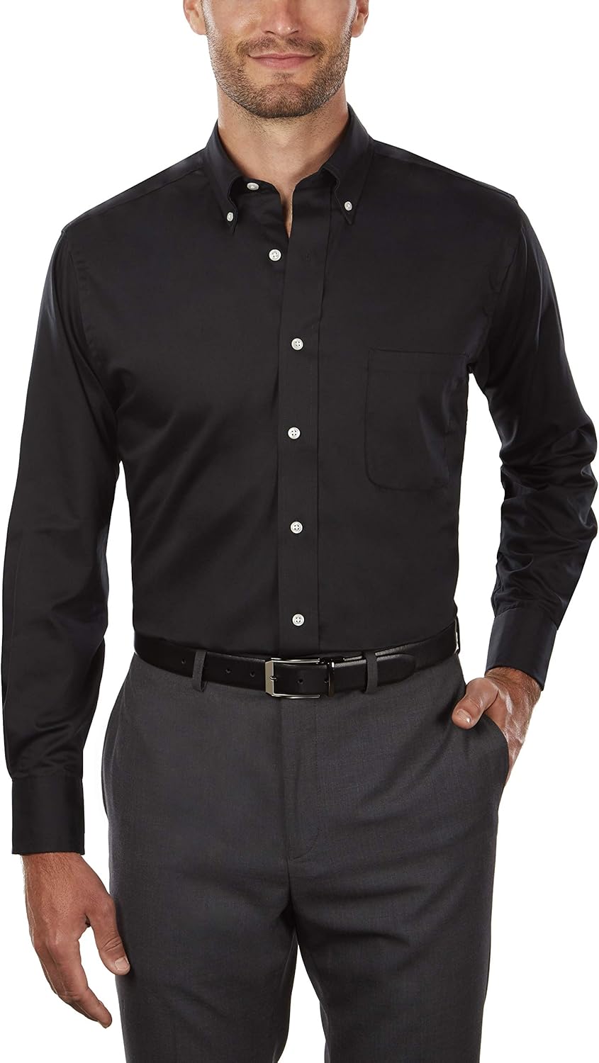 Van Heusen Mens Dress Shirts Regular Fit Twill Solid Button Down Collar at  Men’s Clothing store
