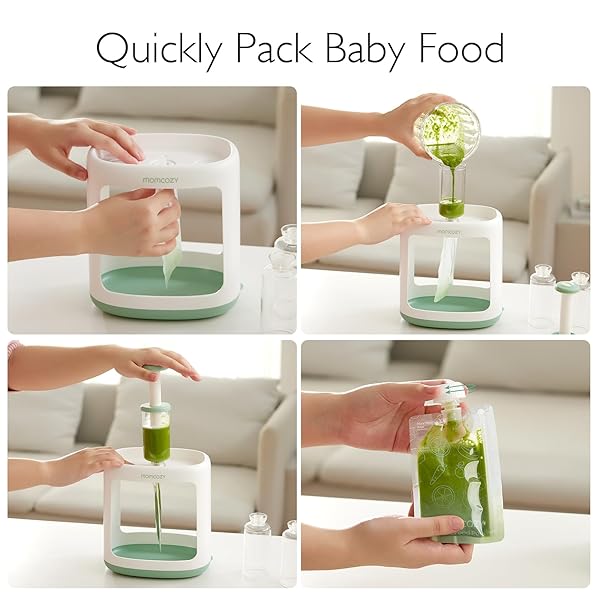 MOMCOZY SQUEEZE STATION,BABY FOOD MAKER,POUCH FILLER FOR HOMEMADE BABY PUREE, BPA-FREE, DISHWASHER SAFE, WITH REUSABLE BABY FOOD POUCHES FOR BABIES & TODDLERS