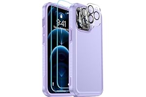 Red2Fire for iPhone 12 Pro Max Case [Military Grade Drop Protection] [Tempered Glass Screen Protector + Camera Lens Protector] Non-Slip Heavy Duty Full-Body Shockproof Phone Case - Purple