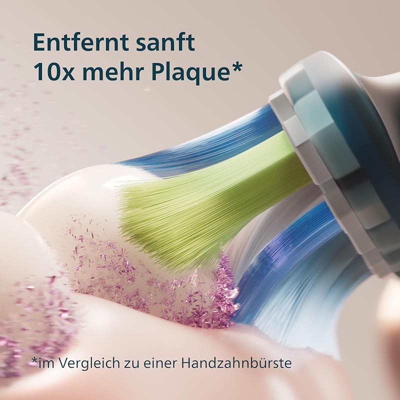 Sonicare DiamondClean elektrische Zahnbürste der 9000er Serie – Schallzahnbürste, sauberere Zähne und Mundpflege mit 4x C3 Premium Plaque Defense-Bürstenköpfen, Aquamarine (Modell HX9911/89)