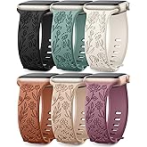 SNBLK 6 Pack Floral Engraved Bands Compatible with Apple Watch Bands 40mm 41mm 42mm 38mm 44mm 45mm 46mm 49mm Women Men, Silicone Flower Pattern Strap for iWatch Series 11 10 Se Ultra 9 8 7 6 5 4 3 2 1