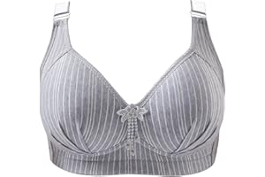 Oplxuo Women's Everyday Bra Striped Wire Free Push Up Underwear One Piece Bras Comfortable Soft Cups Full Coverage Bralette