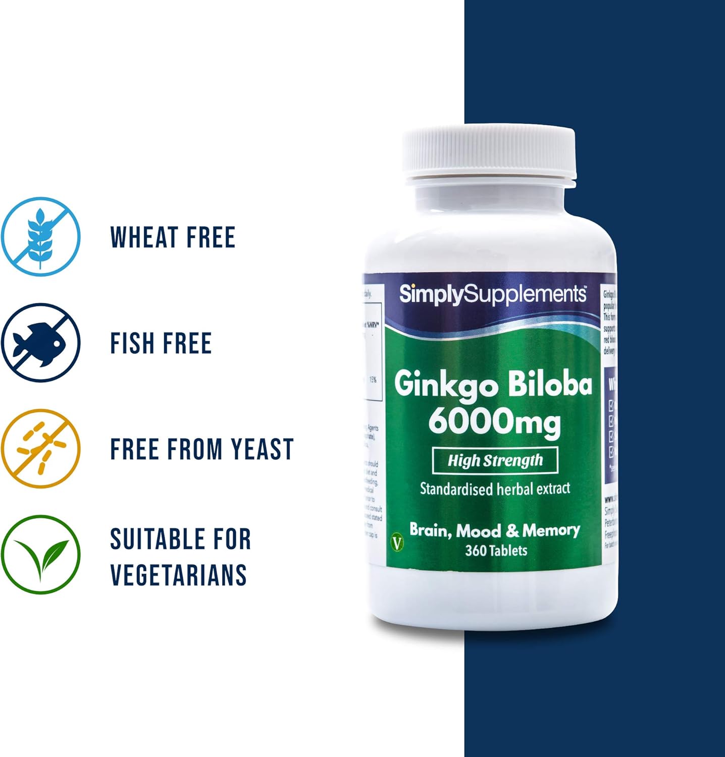 Ginkgo Biloba Tablets 6000mg | Supports Circulation and Mental Performance | 360 Tablets = Up to 1 Year Supply | Manufactured in The UK: Health & Personal Care