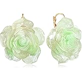 JOONL BoHo Cute Handmade Camellia Flower LeverBack Earrings Resin Rose Flower Dangle Drop Earrings for Women