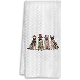 COWEB Christmas German Shepherd Kitchen Towels, German Shepherd Gifts for Women, Christmas Decorations Dish Towels for Kitchen Bathroom, 16x24 Inch