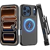 TMIDVFV Compatible with iPhone 17 Pro Max Case, with Belt Clip Holster Heavy Duty Rugged Shockproof Magnetic Wireless Charging Full Body Protection Kickstand Cover for iPhone 17 Pro Max（Black）